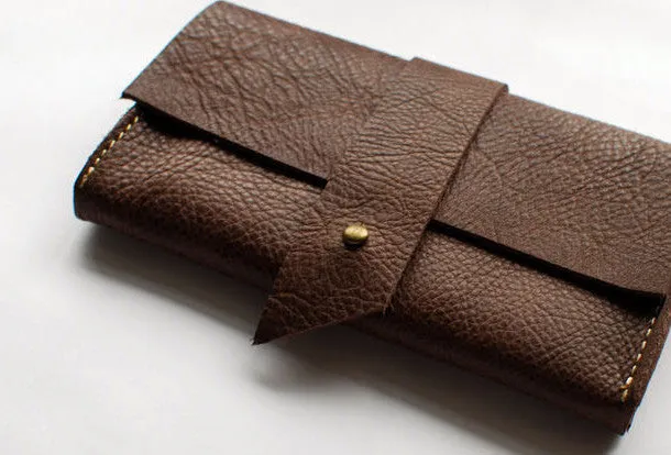Handmade vintage womens leather long wallet leather long wallet for women