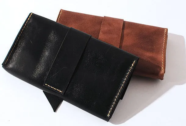 Handmade vintage womens leather long wallet leather long wallet for women