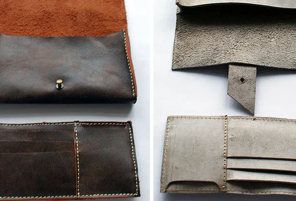 Handmade vintage womens leather long wallet leather long wallet for women