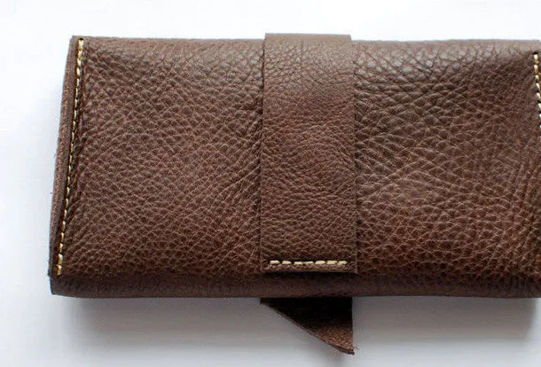 Handmade vintage womens leather long wallet leather long wallet for women