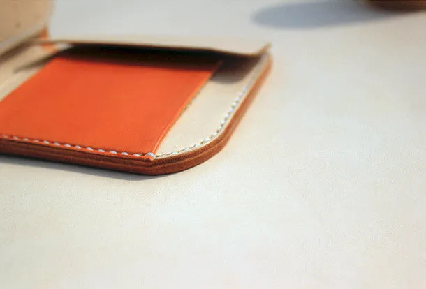 Handmade vintage yellow leather billfold ID card holder bifold wallet for women/lady girl