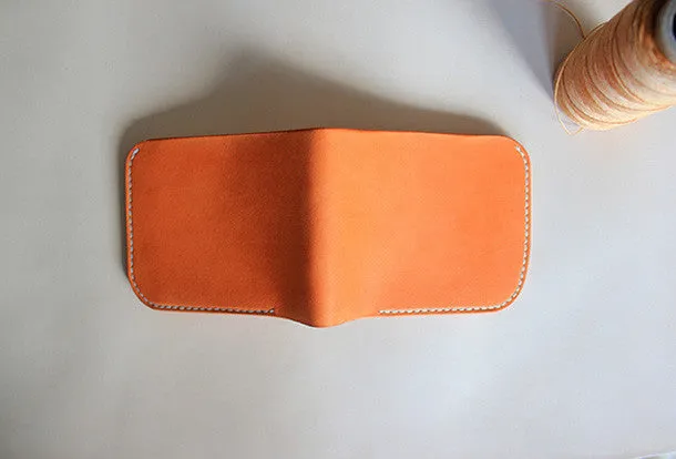Handmade vintage yellow leather billfold ID card holder bifold wallet for women/lady girl