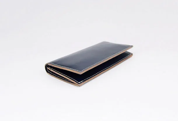 Handmade women long leather wallet beige vintage brown black green blue