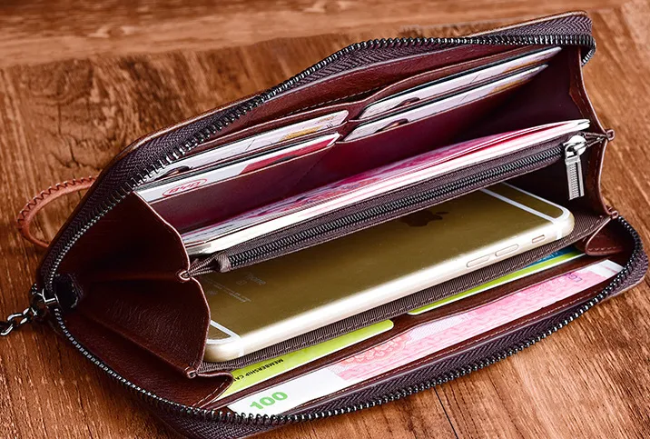 Handmade Womens Floral Leather Zip Around Wallet Wristlet Wallet Floral Ladies Zipper Clutch Wallet for Women