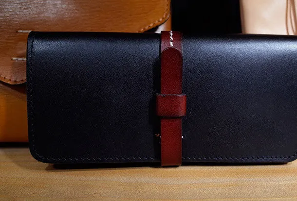 Handmade Womens leather bifold clutch Wallets long wallet clutch for women