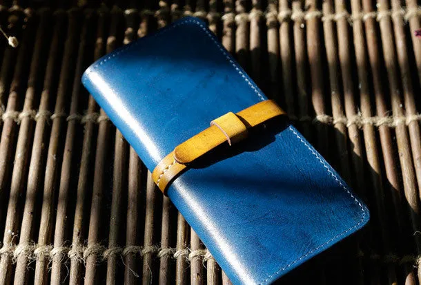 Handmade Womens leather bifold clutch Wallets long wallet clutch for women