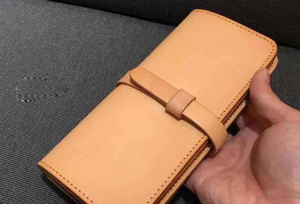 Handmade Womens leather bifold clutch Wallets long wallet clutch for women