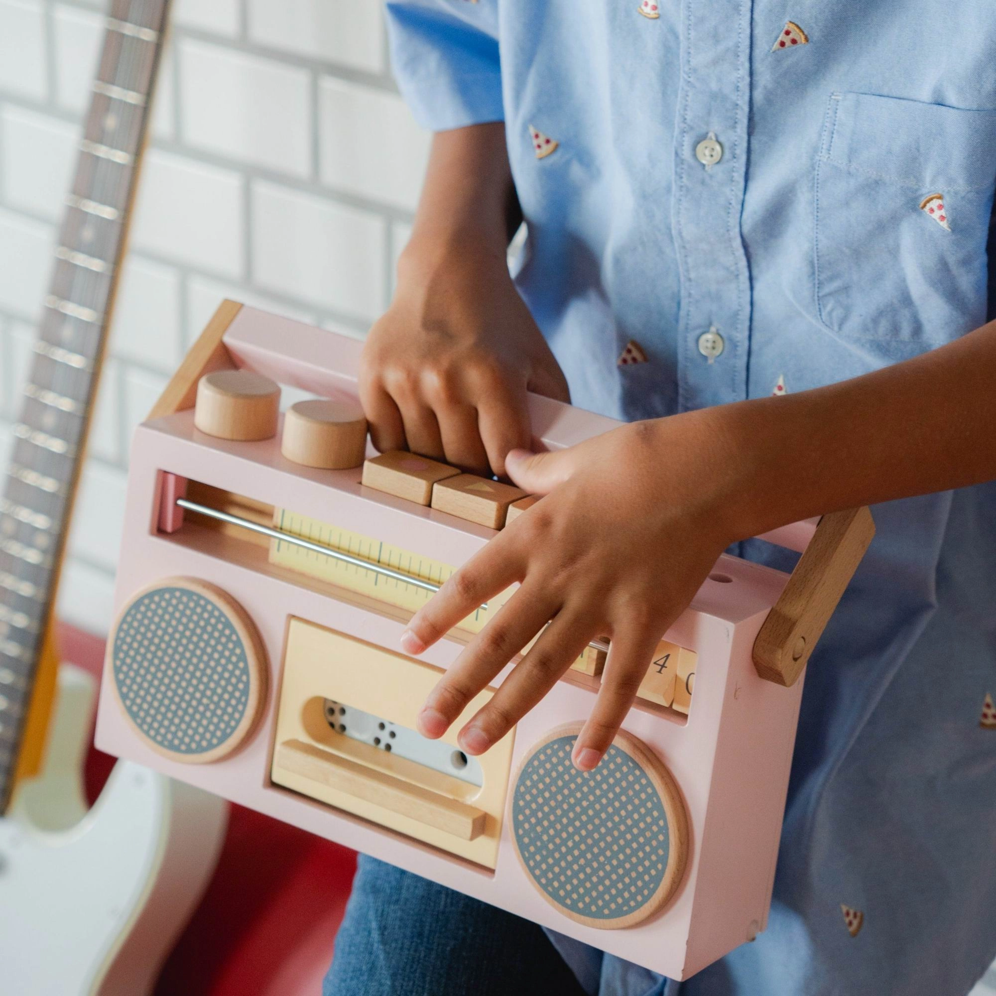 kiko  & gg* Tape Recorder  Wooden Toy Recorder- (Pink)