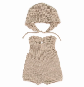 Knit Doll Outfit  14" Romper & Bonnet