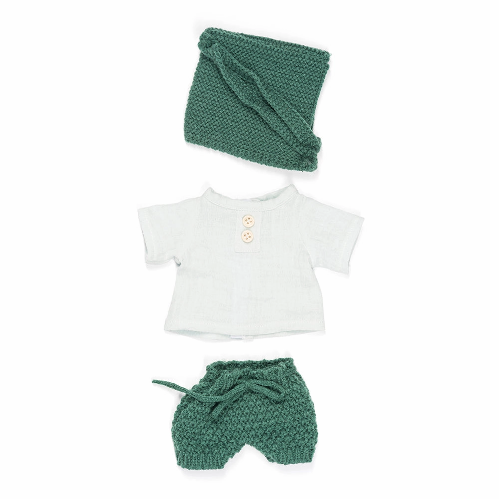 Knit Doll Outfit - 12" Forest Set & Bonnet