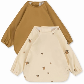 Konges Sljd Dinner Bib Long Sleeve 2-pack Lemon