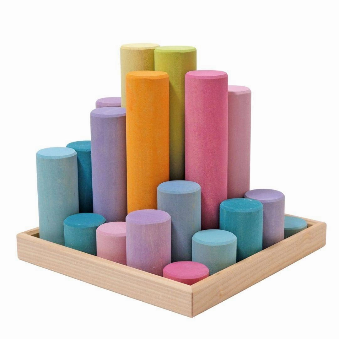 Large Wooden Building Rollers - Assorted Colors