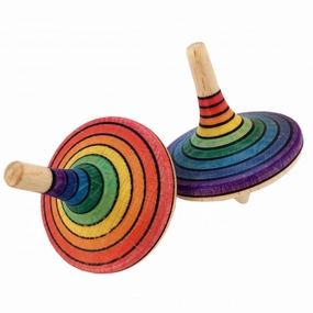 Large Wooden Rainbow Spinning Top