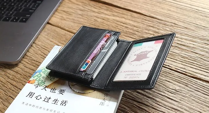 Leather Black Coffee Mens Small Card Wallet Coin Wallet Front Pocket Wallet for Men