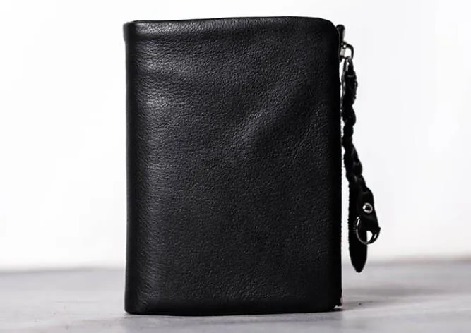 Leather Black Men Slim Small Wallet Bifold billfold Wallet for Men