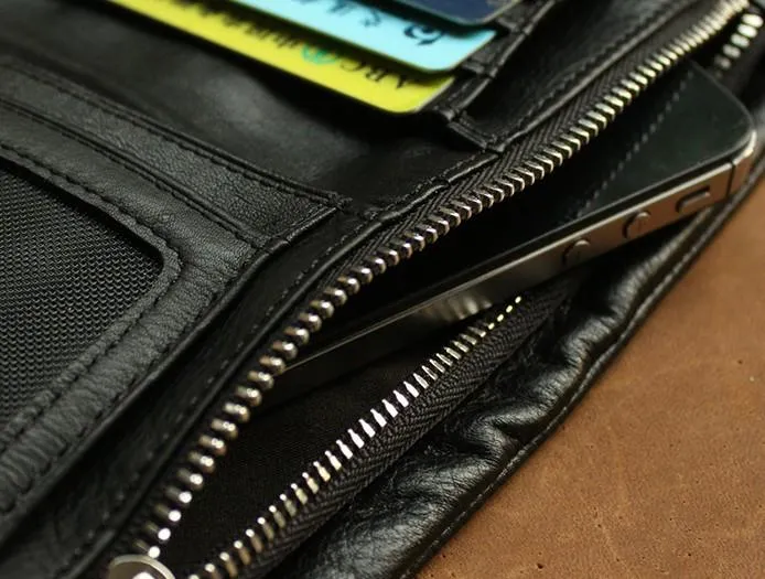 Leather Black Men Slim Small Wallet Bifold billfold Wallet for Men