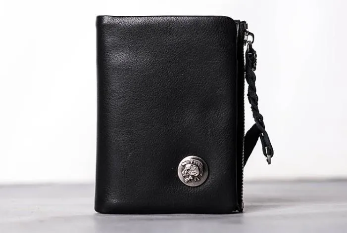 Leather Black Men Slim Small Wallet Bifold billfold Wallet for Men