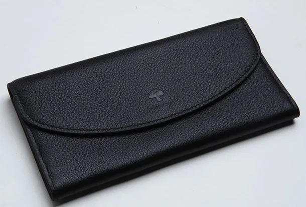 Leather Cute Womens Long Slim Wallet Bifold Long Wallet Purse For Women