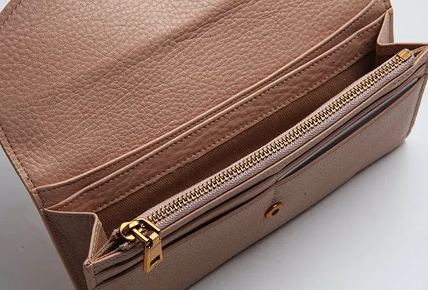 Leather Cute Womens Long Slim Wallet Bifold Long Wallet Purse For Women