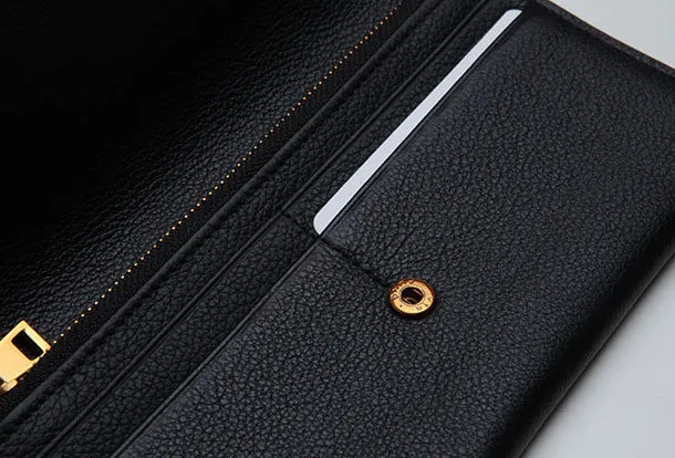 Leather Cute Womens Long Slim Wallet Bifold Long Wallet Purse For Women