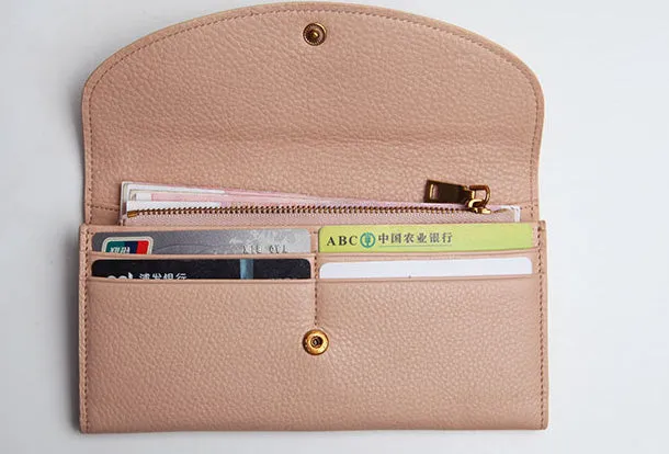 Leather Cute Womens Long Slim Wallet Bifold Long Wallet Purse For Women