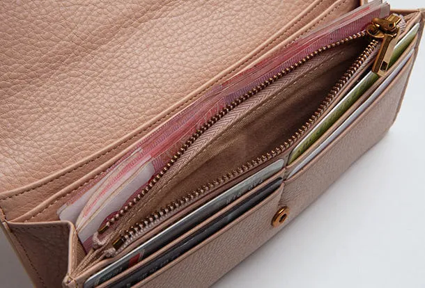 Leather Cute Womens Long Slim Wallet Bifold Long Wallet Purse For Women