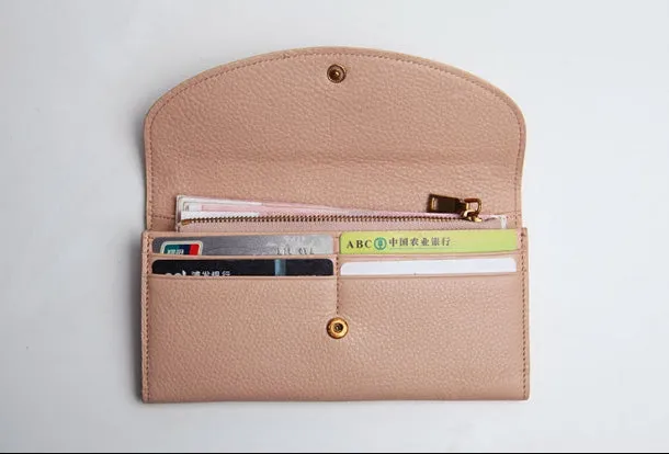 Leather Cute Womens Long Slim Wallet Bifold Long Wallet Purse For Women