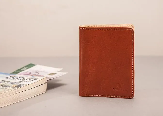 Leather Men Small Wallets Bifold Vintage billfold Wallet for Men