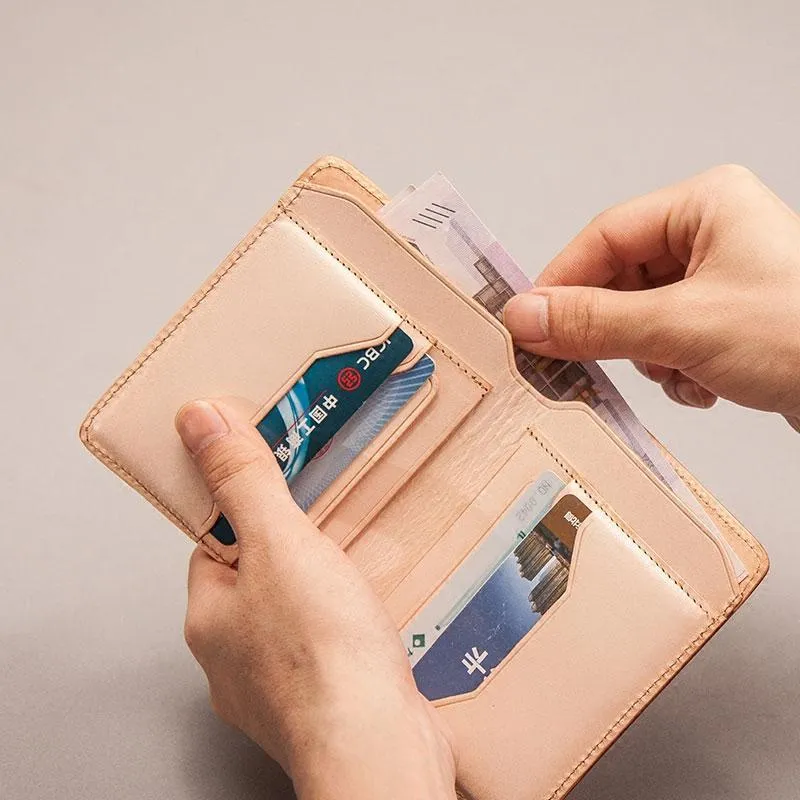 Leather Men Small Wallets Bifold Vintage billfold Wallet for Men
