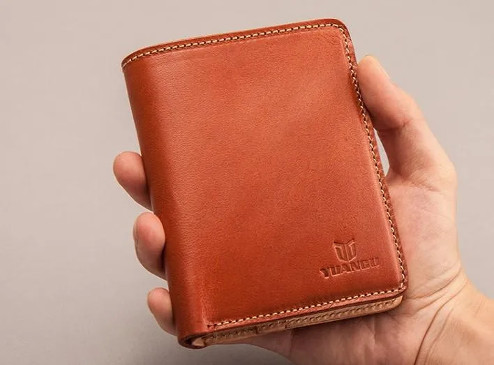 Leather Men Small Wallets Bifold Vintage billfold Wallet for Men