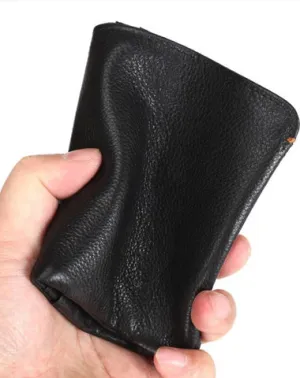 Leather Men's Billfold Wallet Bifold Small Wallet Black Slim Wallet Front Pocket Wallet For Men