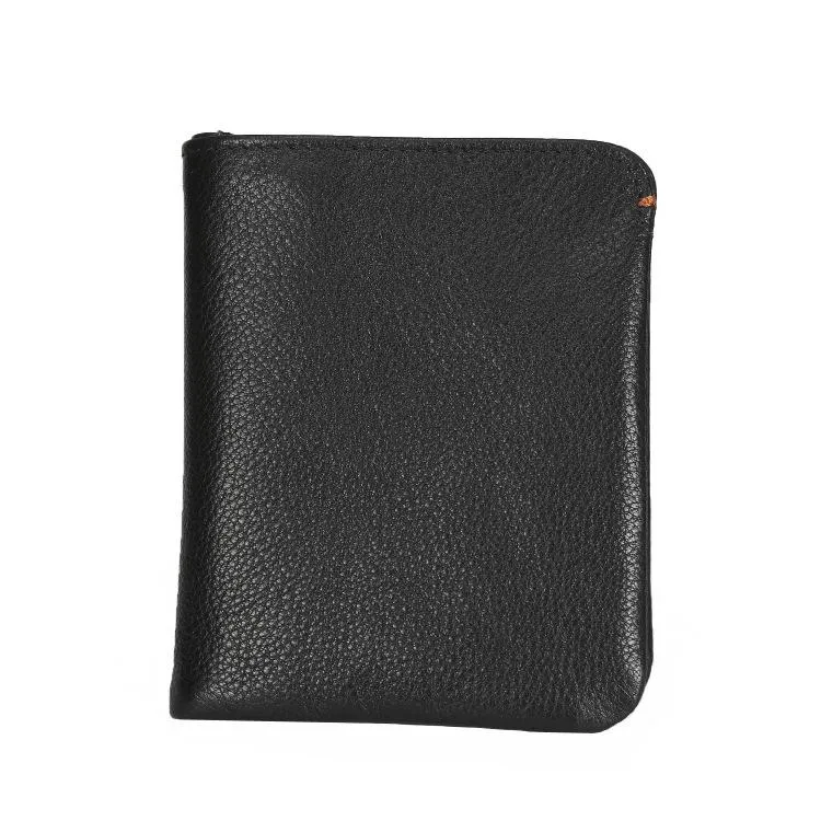 Leather Men's Billfold Wallet Bifold Small Wallet Black Slim Wallet Front Pocket Wallet For Men
