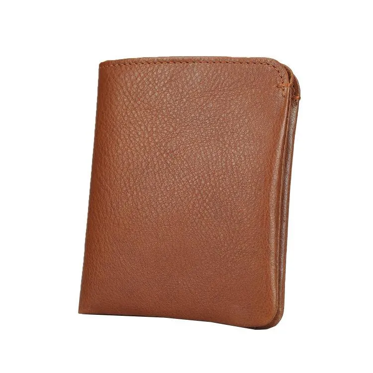Leather Men's Billfold Wallet Bifold Small Wallet Black Slim Wallet Front Pocket Wallet For Men