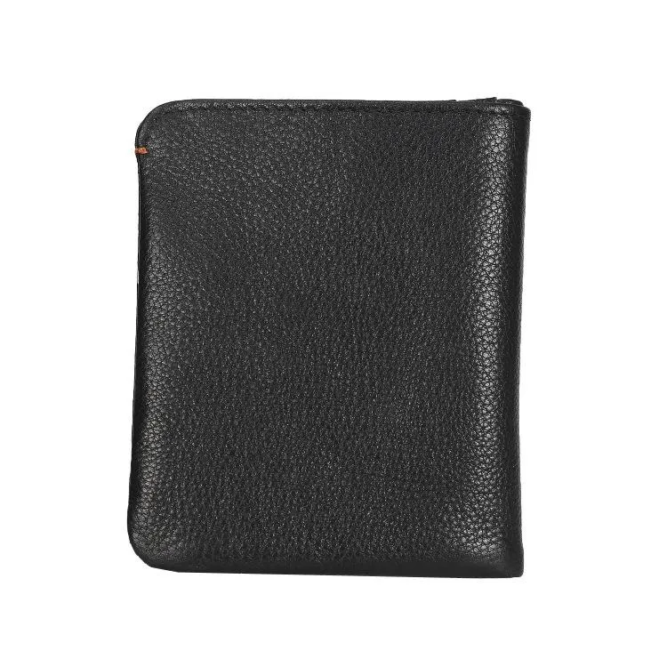 Leather Men's Billfold Wallet Bifold Small Wallet Black Slim Wallet Front Pocket Wallet For Men