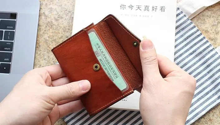 Leather Mens Card Wallet Front Pocket Wallets Cool Small Change Wallet for Men