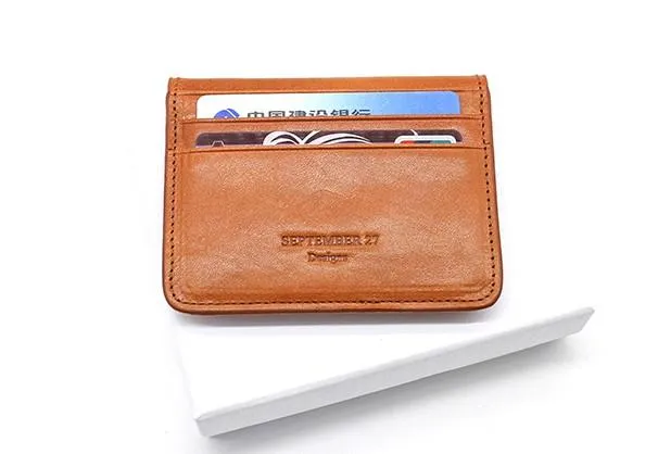 Leather Mens Card Wallet Slim Front Pocket Wallet Small Change Wallets for Men