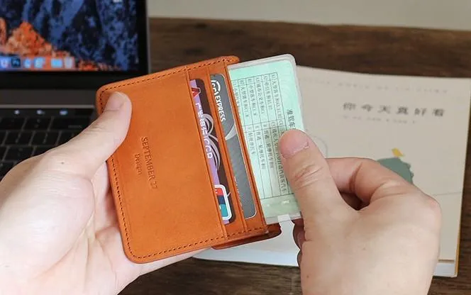 Leather Mens Card Wallet Slim Front Pocket Wallet Small Change Wallets for Men