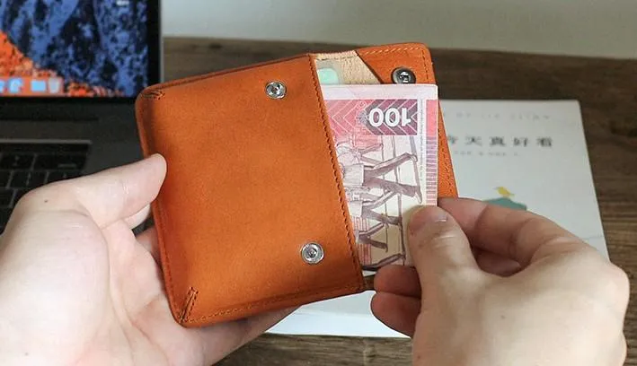 Leather Mens Card Wallet Slim Front Pocket Wallet Small Change Wallets for Men