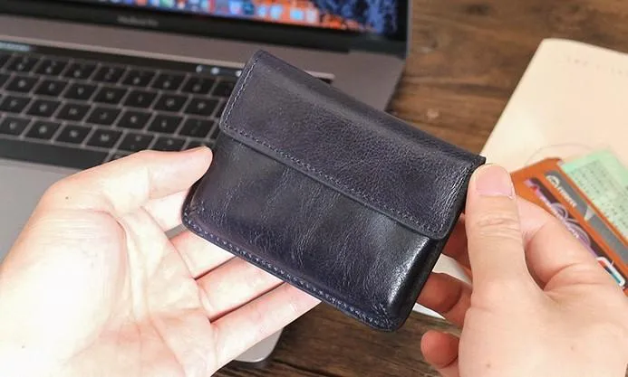 Leather Mens Card Wallet Slim Front Pocket Wallet Small Change Wallets for Men