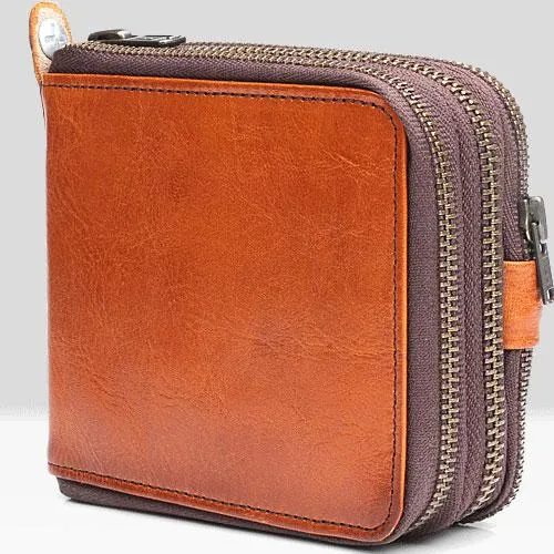 Leather Mens Cool billfold Zipper Wallets Men Small Wallets Bifold for Men