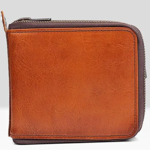 Leather Mens Cool billfold Zipper Wallets Men Small Wallets Bifold for Men