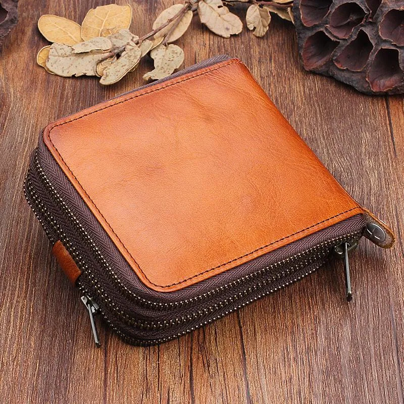 Leather Mens Cool billfold Zipper Wallets Men Small Wallets Bifold for Men