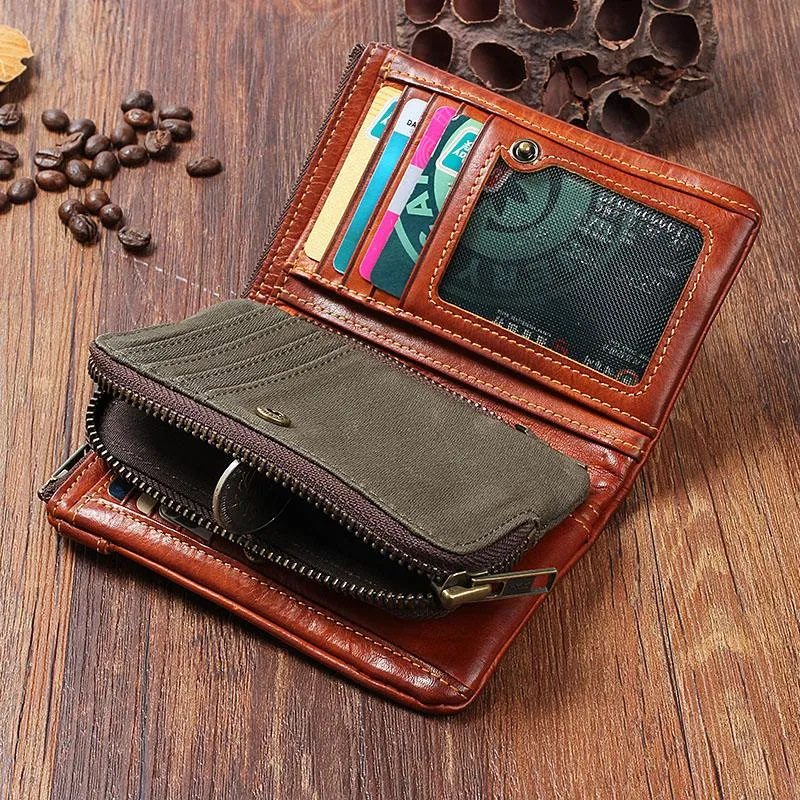 Leather Mens Cool Small Wallet billfold Wallets Bifold for Men