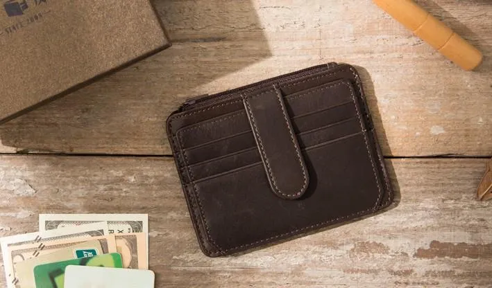 Leather Mens Slim Card Holder Front Pocket Wallet Card Wallets for Men