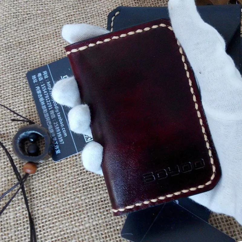Leather Mens Slim Front Pocket Bifold Small Wallets Card Wallet for Men