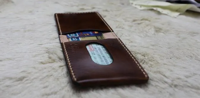 Leather Mens Slim Front Pocket Bifold Small Wallets License Wallet for Men