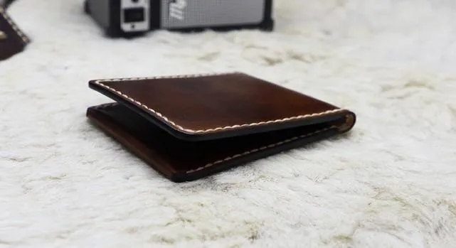 Leather Mens Slim Front Pocket Bifold Small Wallets License Wallet for Men