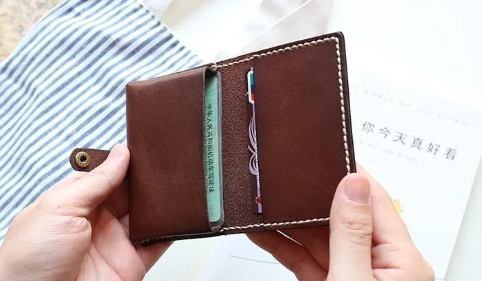 Leather Mens Small Card Wallets Front Pocket Wallet Cool Change Wallet for Men