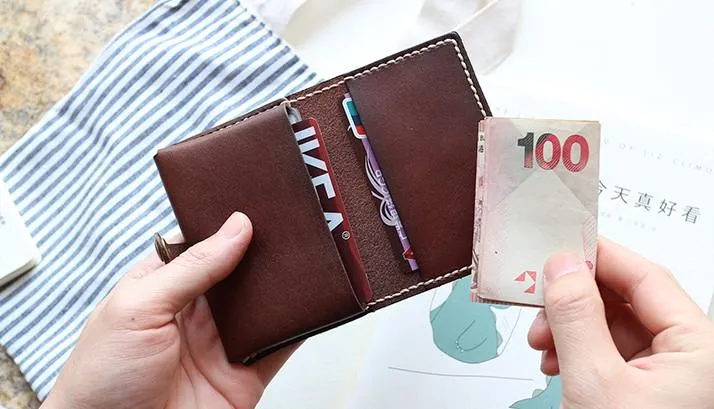 Leather Mens Small Card Wallets Front Pocket Wallet Cool Change Wallet for Men