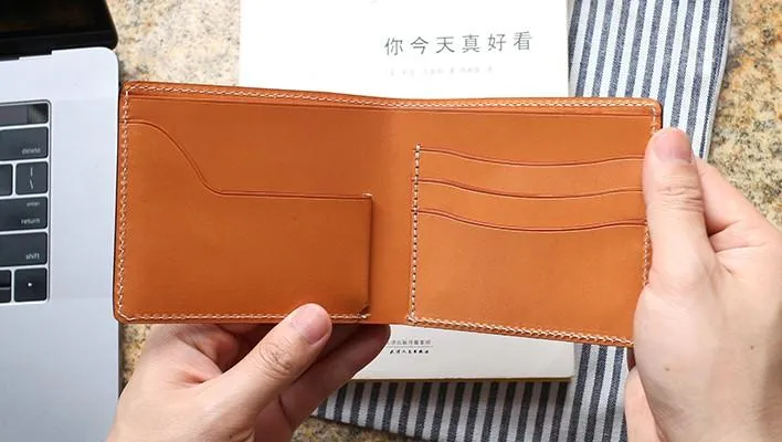 Leather Mens Small Wallet Slim Wallet Front Pocket Wallet billfold Card Wallet for Men